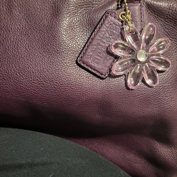 Coach East West Madison Large EggplantTote Bag Leather H1376-26769 W Coach CHARM - Picture 10 of 10